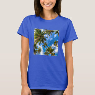 Tropical Beaches Palm Trees on Blue Sky T-Shirt