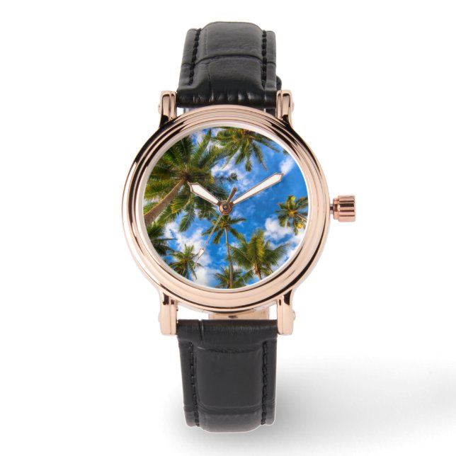 Tropical Beaches | Palm Trees on Blue Sky Watch (Front)