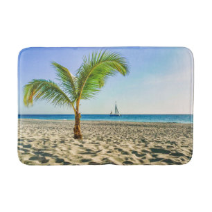Tropical Beaches   Sailboat, Palm Tree, Aruba Bath Mat