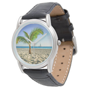 Tropical Beaches Sailboat, Palm Tree, Aruba Watch