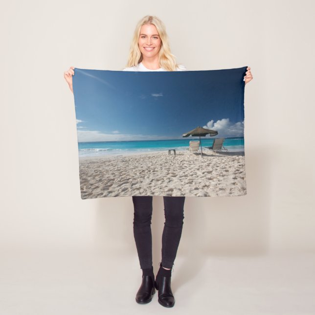 Tropical Beaches | Sandy Beach, Anguilla Fleece Blanket (In Situ)