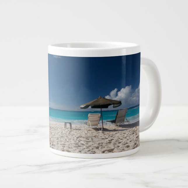 Tropical Beaches | Sandy Beach, Anguilla Large Coffee Mug (Front Right)