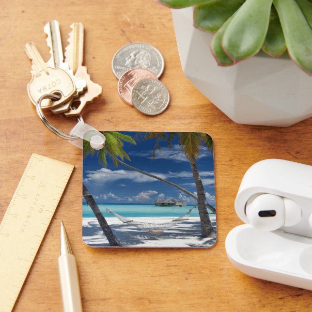 Tropical Beaches | Sandy Beach, Maldives Key Ring (Desk)