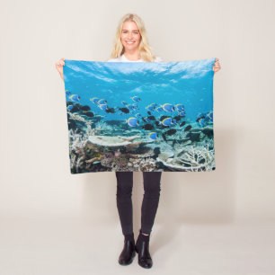 Tropical Beaches   Sturgeon Amongst Coral Fleece Blanket