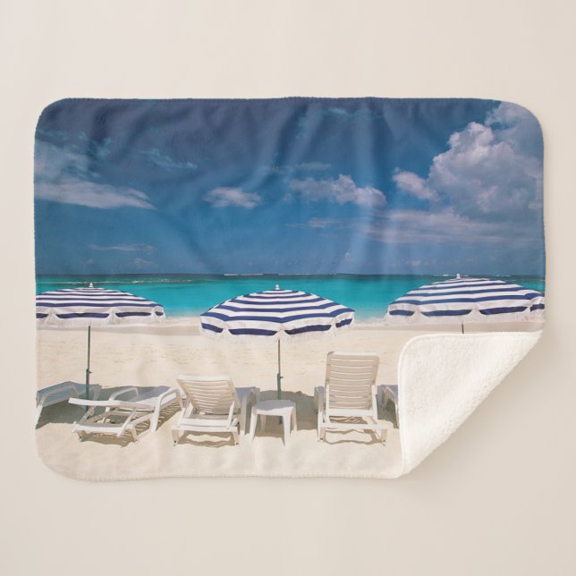 Tropical Beaches | Tropical Beach Anguilla Sherpa Blanket (Front (Horizontal))