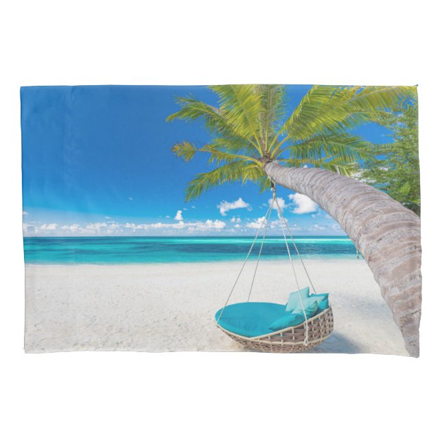 Tropical Beaches | Tropical Landscape Beach Swing Pillowcase (Front)
