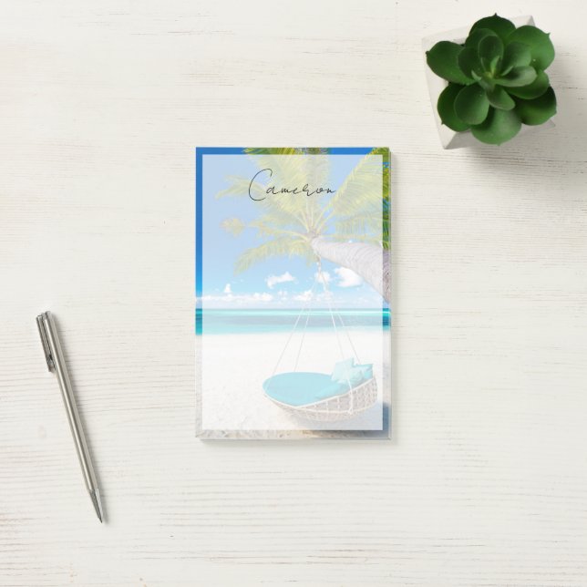 Tropical Beaches | Tropical Landscape Beach Swing Post-it Notes (Office)