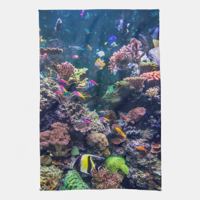 Tropical Beaches | Underwater Coral Reef Tea Towel (Vertical)