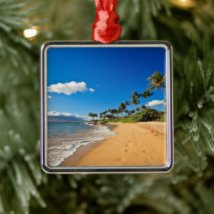 Tropical Beaches Wailea, Maui, Hawaii Metal Tree Decoration
