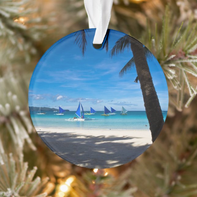 Tropical Beaches | White Beach Boracay Philippines Ornament (Tree)