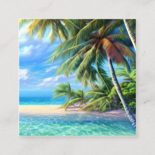 Tropical beaches with their white sand and crystal square business card