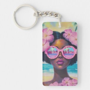 Tropical Beauty in Pink Shades Key Ring