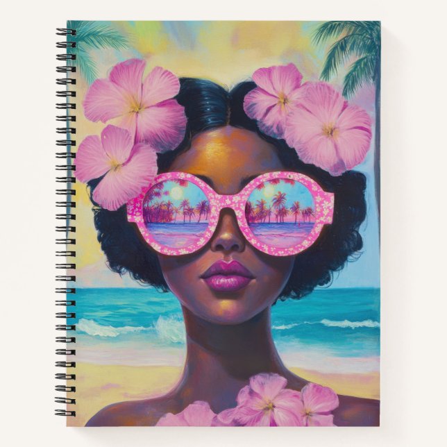 Tropical Beauty in Pink Shades Notebook (Front)