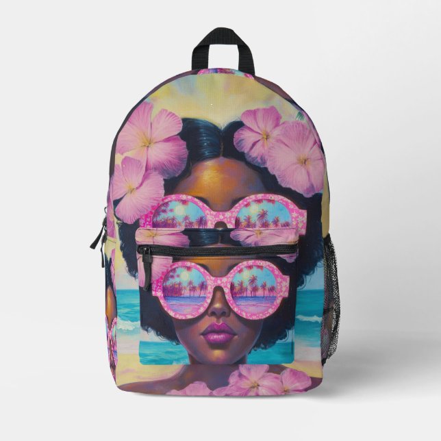 Tropical Beauty in Pink Shades Printed Backpack (Front)