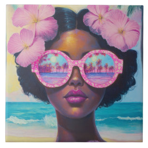 Tropical Beauty in Pink Shades Tile