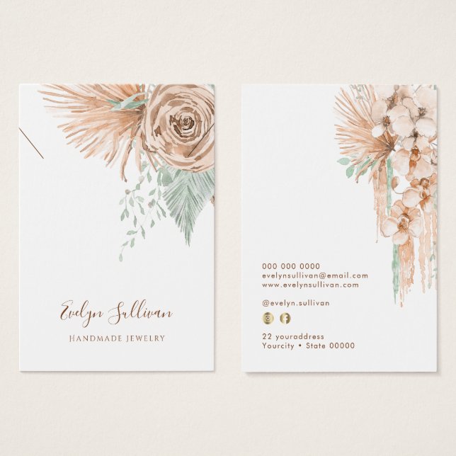 tropical beige and mint necklace display card (Front & Back)