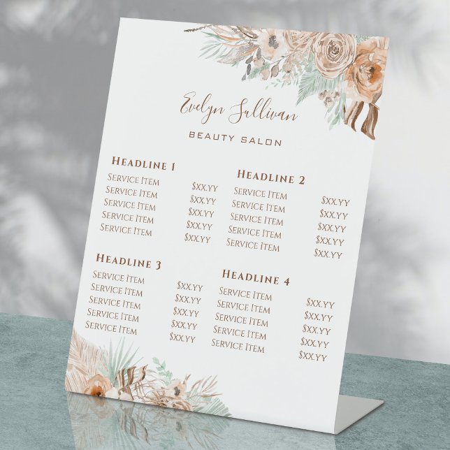 tropical beige and mint price list pedestal sign (Creator Uploaded)