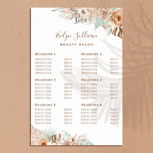 tropical beige and mint price list poster
