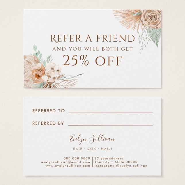 tropical beige and mint referral card (Front & Back)