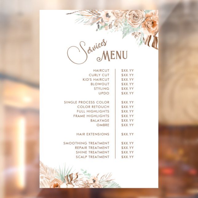 Tropical Beige and Mint Services Menu (Sheet 2)