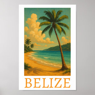 Tropical Belise Beach Caribbean Vacation Poster