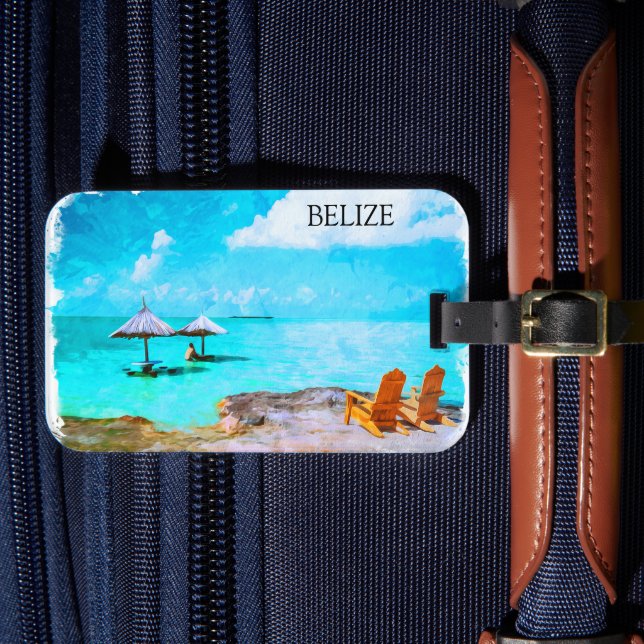 Tropical Belise Beach Vacation Luggage Tag (Front Insitu 4)