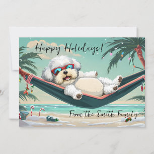 Tropical Bichon Holiday Card