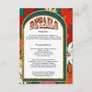 Tropical Big Flowers & Arch Wedding Details Enclosure Card
