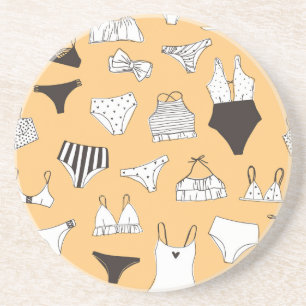 Tropical Bikini: Hand-Drawn Summer Pattern Coaster