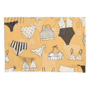 Tropical Bikini: Hand-Drawn Summer Pattern Pillowcase