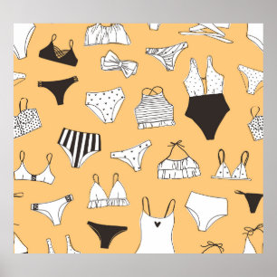 Tropical Bikini: Hand-Drawn Summer Pattern Poster