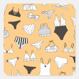 Tropical Bikini: Hand-Drawn Summer Pattern Square Sticker