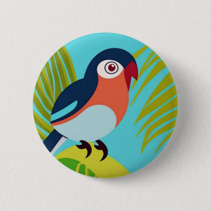 Tropical bird 6 cm round badge
