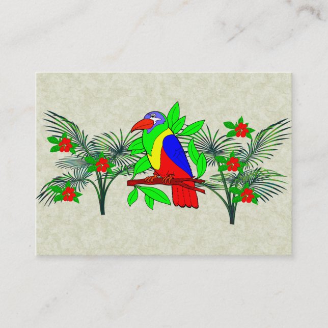 Tropical Bird and Flowers Business Card (Front)