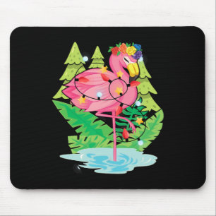 Tropical Bird Animal Flamingo Xmas Lights Christma Mouse Pad