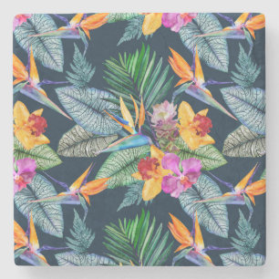 Tropical Bird Of Paradise And Orchid  Stone Coaster