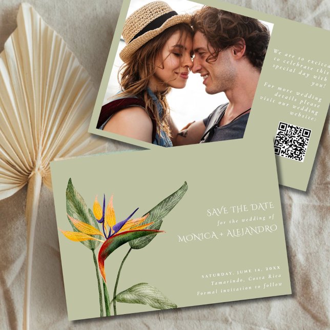 Tropical Bird of Paradise Beach Wedding Photo  Save The Date (Tropical Bird of Paradise Beach Wedding Photo Save The Date)