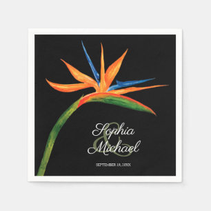 Tropical Bird of Paradise Botanical Wedding Napkin