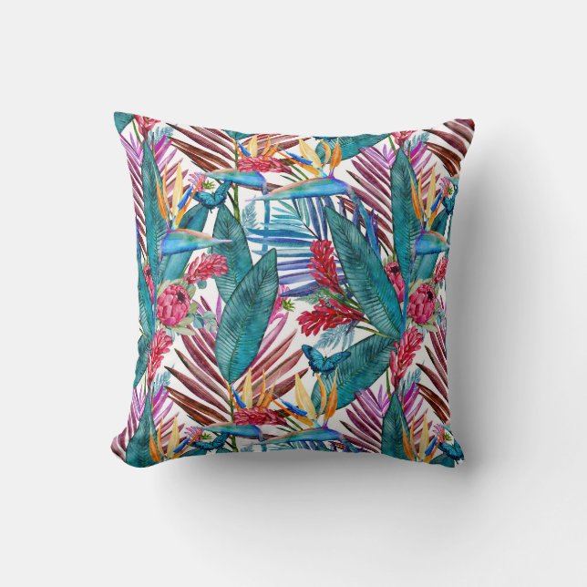 Tropical Bird Of Paradise Cushion (Front)