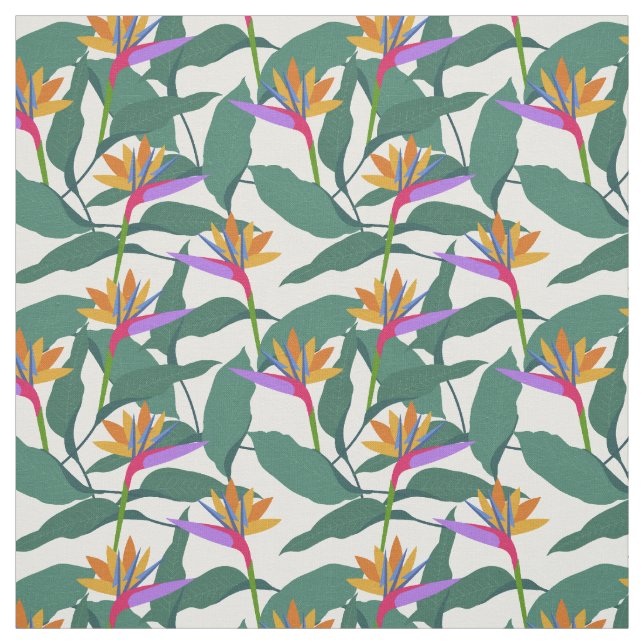 Tropical Bird of Paradise Floral Pattern Fabric (Swatch)