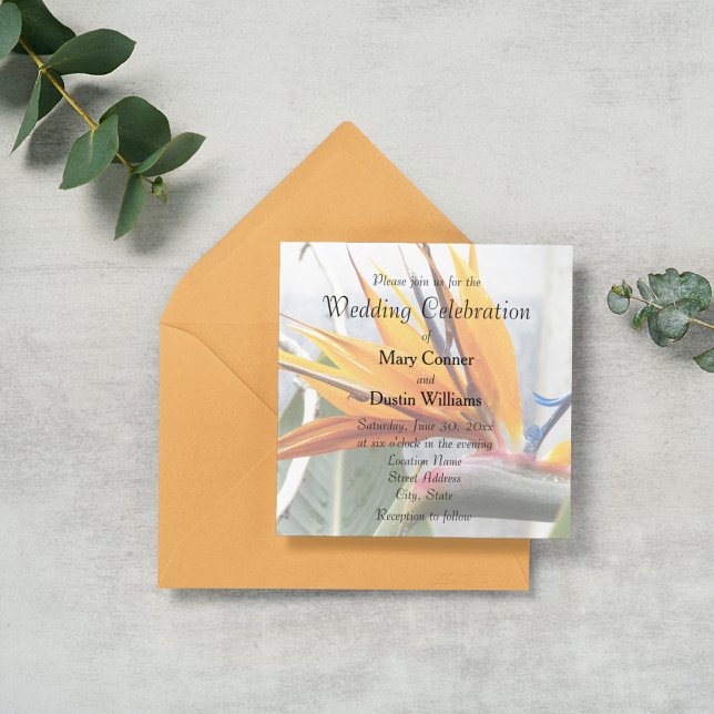 Tropical Bird of Paradise Floral Wedding Invitation (In Situ Wedding)