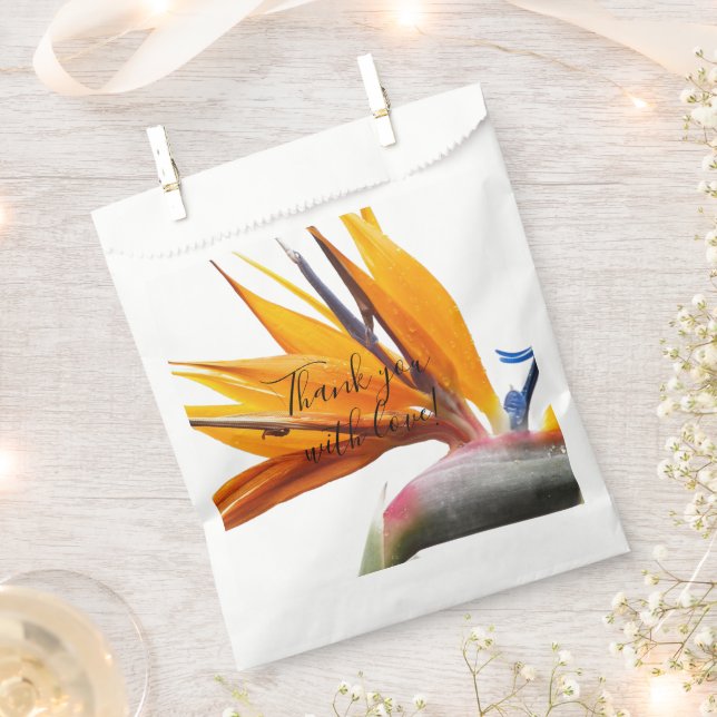 Tropical Bird of Paradise Floral Wedding Thank You Favour Bags (Clipped)