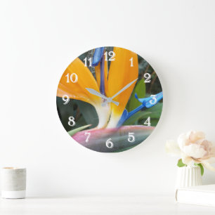 Tropical Bird of Paradise Plant Floral Large Clock