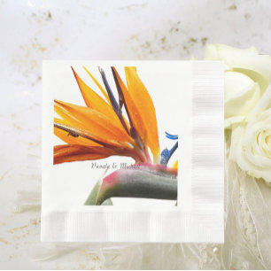 Tropical Bird of Paradise Plant Floral Wedding Napkin