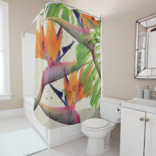 tropical bird of paradise Shower Curtain