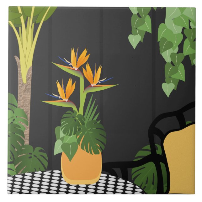 Tropical Bird of Paradise Table Centrepiece Tile (Front)