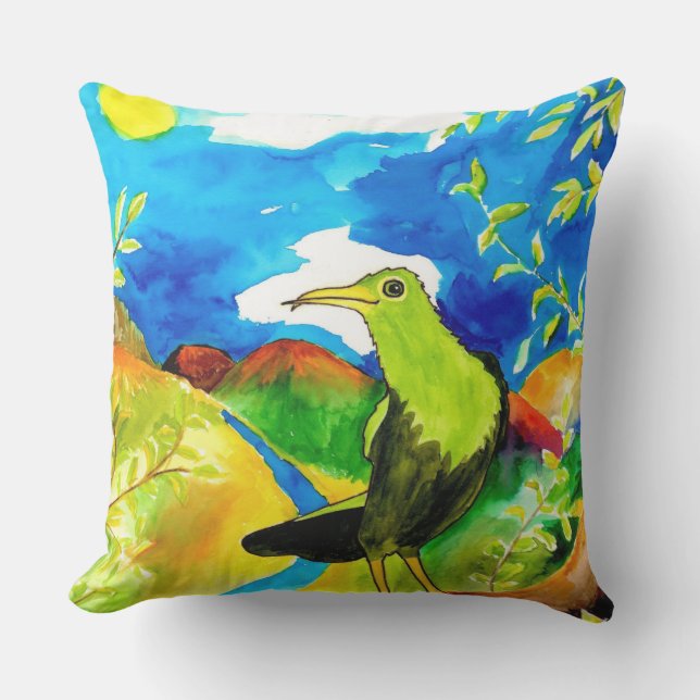 Tropical Bird Outdoor Pillow (Front)