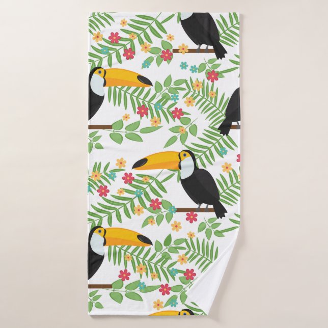 Tropical bird seamless pattern background. Toucan  Bath Towel (Bath Towel)