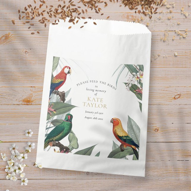 Tropical Bird Seed Packet Funeral Memorial Favour Bags (Tropical Bird Seed Packet Funeral Memorial Favor Bag)