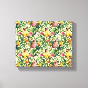 Tropical Birds and Flowers Canvas Print Wall Art